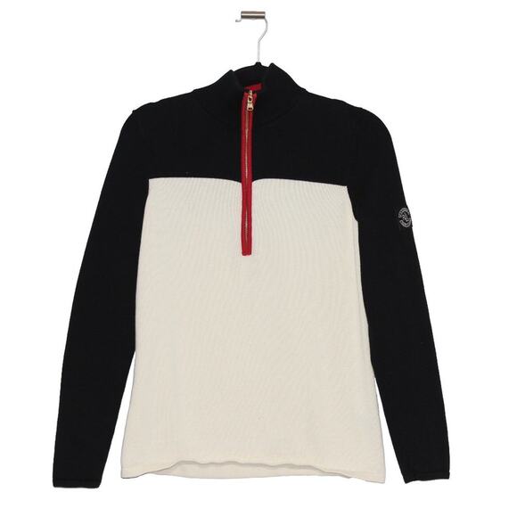 Lauren Ralph Lauren Quarter Zip Sweater Size Large Creme Red Navy Gold Hardware - Picture 1 of 9